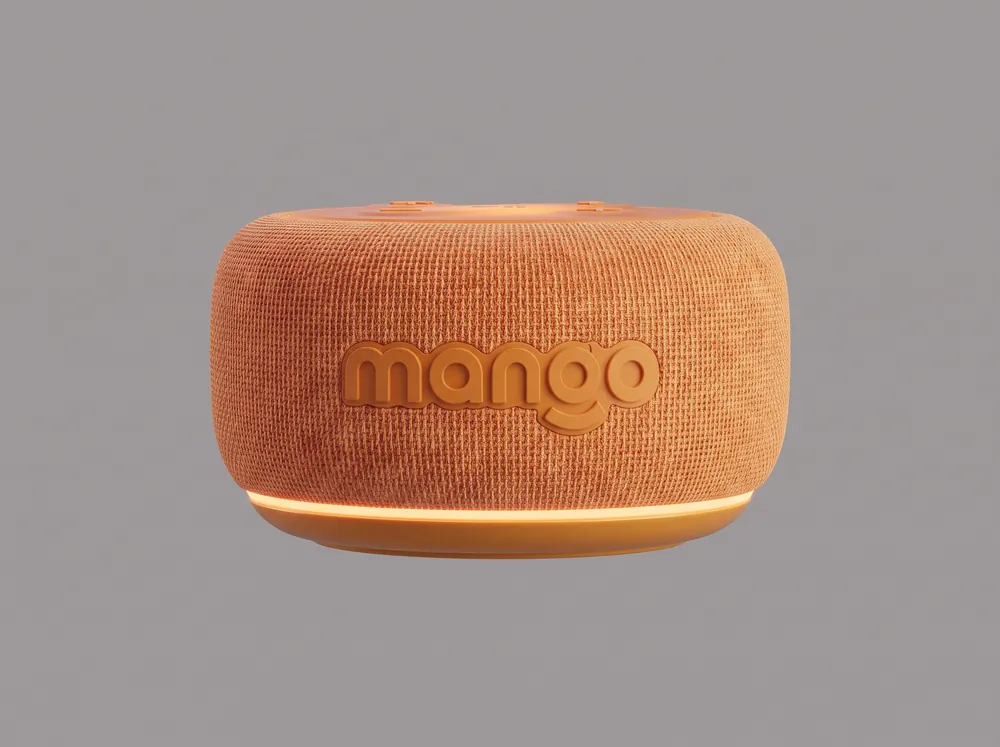 Mango speaker studio cut-out on a plain grey background