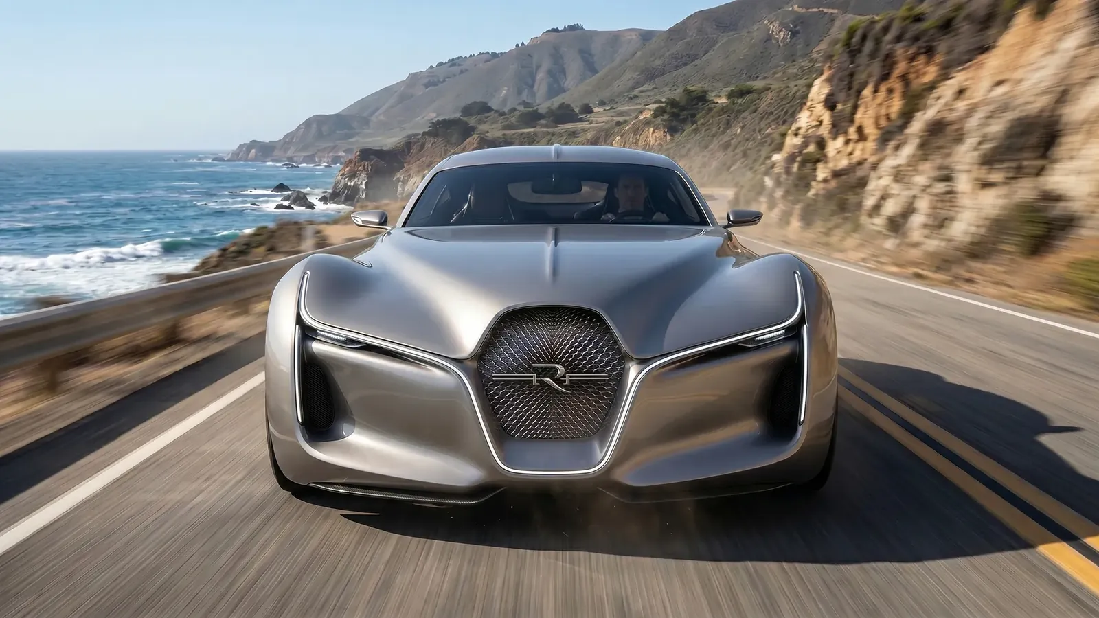 Mirage concept car on a cliffside coastal road